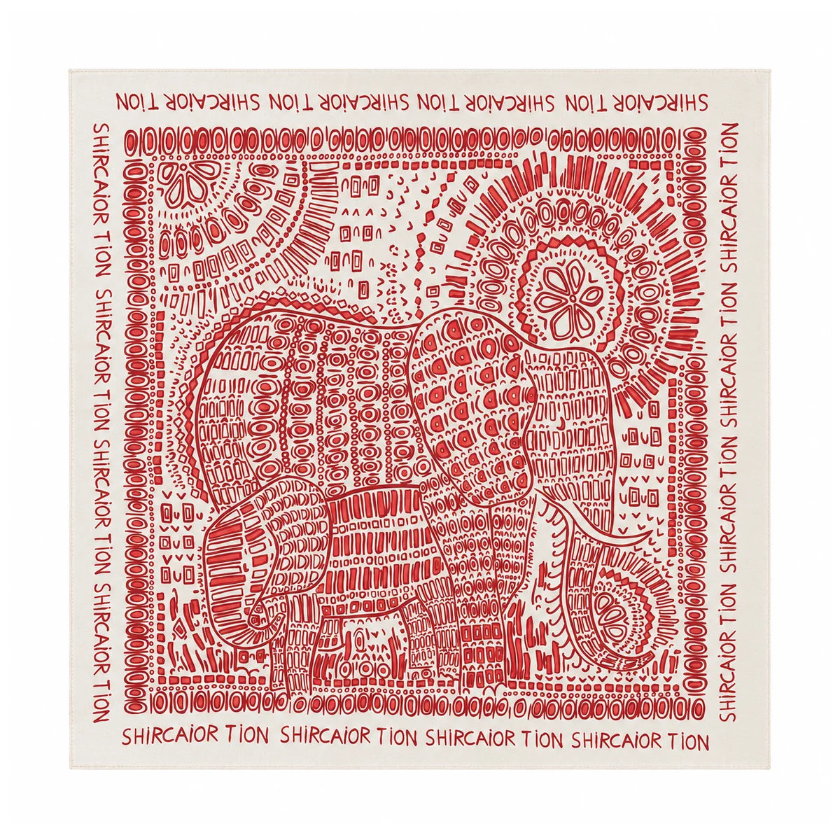 Red elephant illustration Silk Square Scarf flat lay