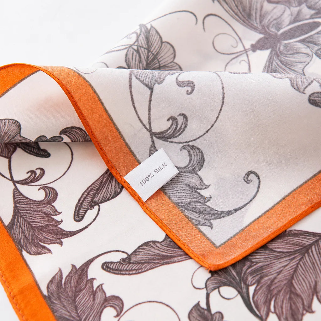 Silk scarf corner with 100% SILK tag