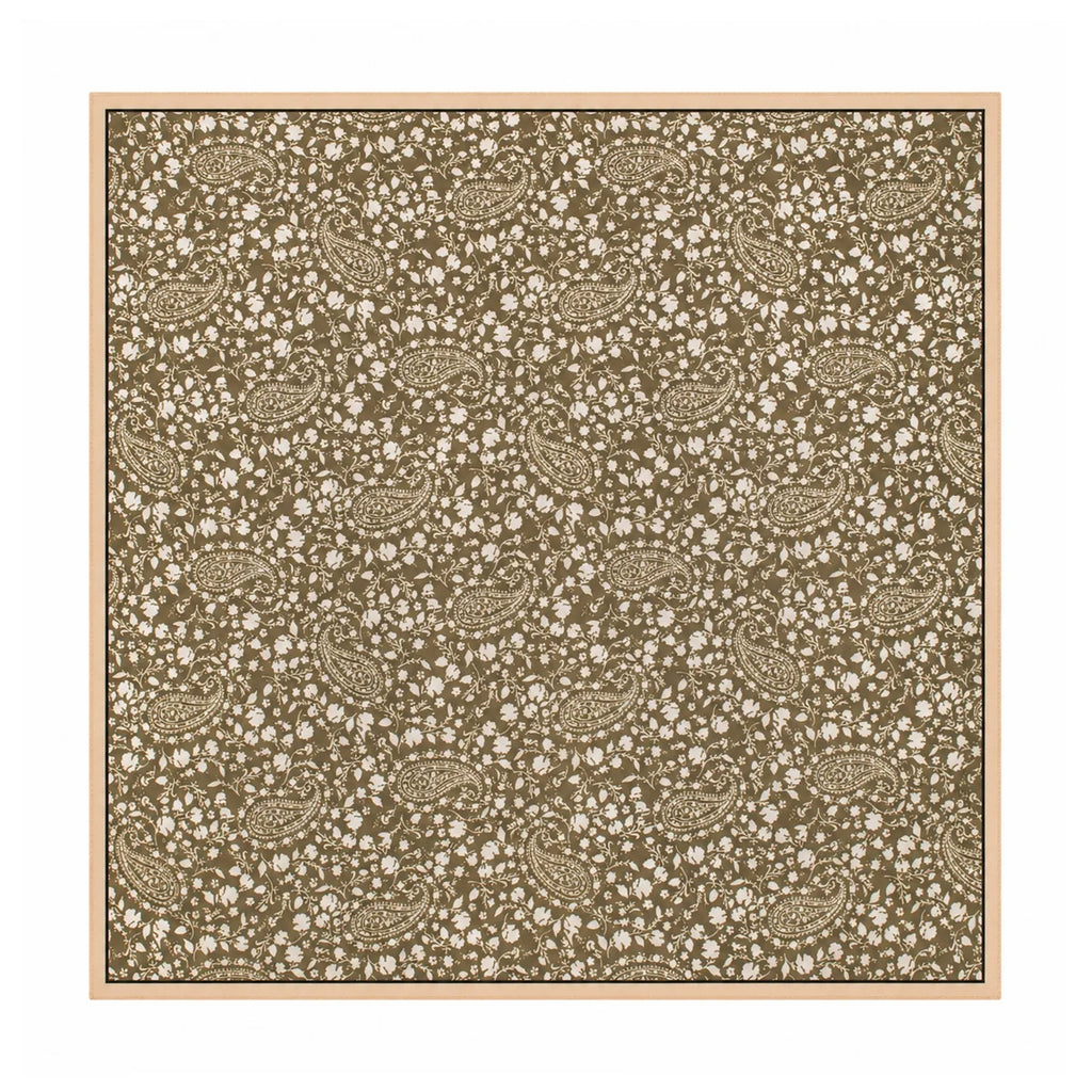 Tea green paisley Silk Square Scarf full pattern