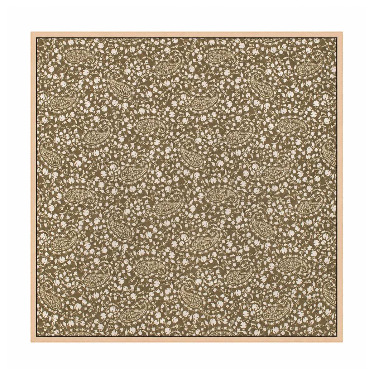 Tea green paisley Silk Square Scarf full pattern
