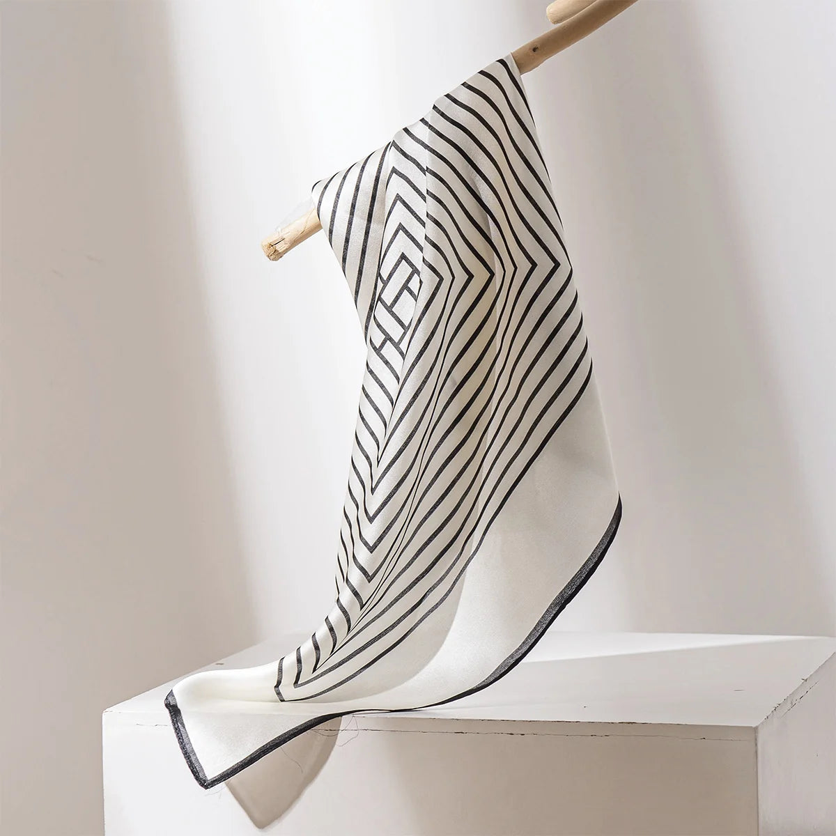 White concentric square Silk Square Scarf hanging display