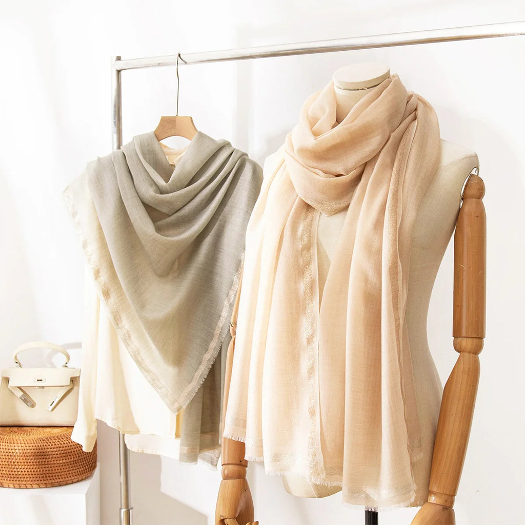 Open Weave Frayed Edge Wool Scarf