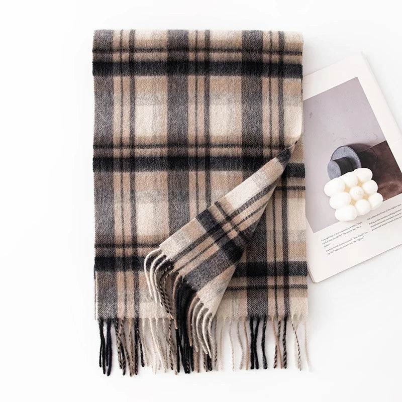 Brushed Plaid Wool Scarf