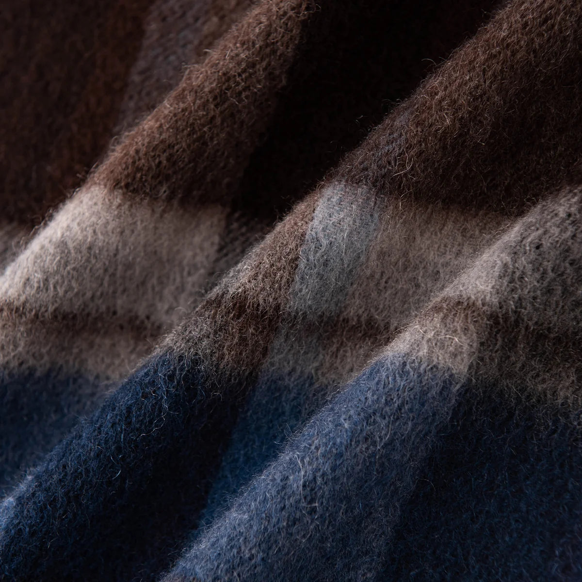 Blue Brown Plaid Cashmere Scarf