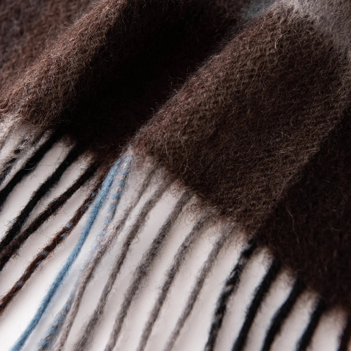 Blue Brown Plaid Cashmere Scarf
