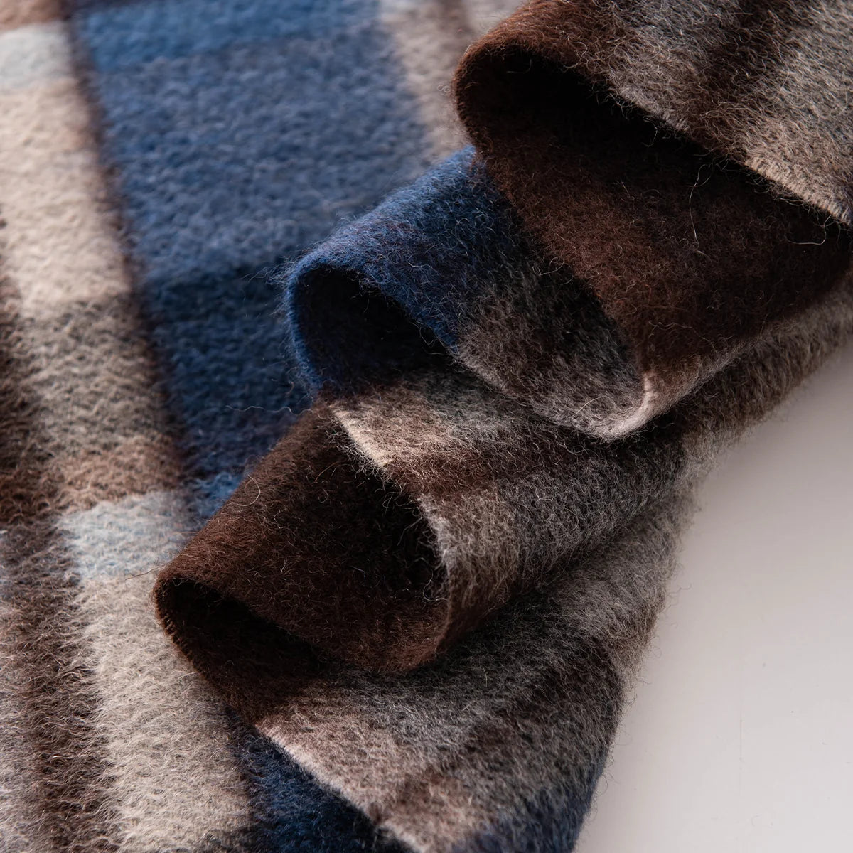 Blue Brown Plaid Cashmere Scarf