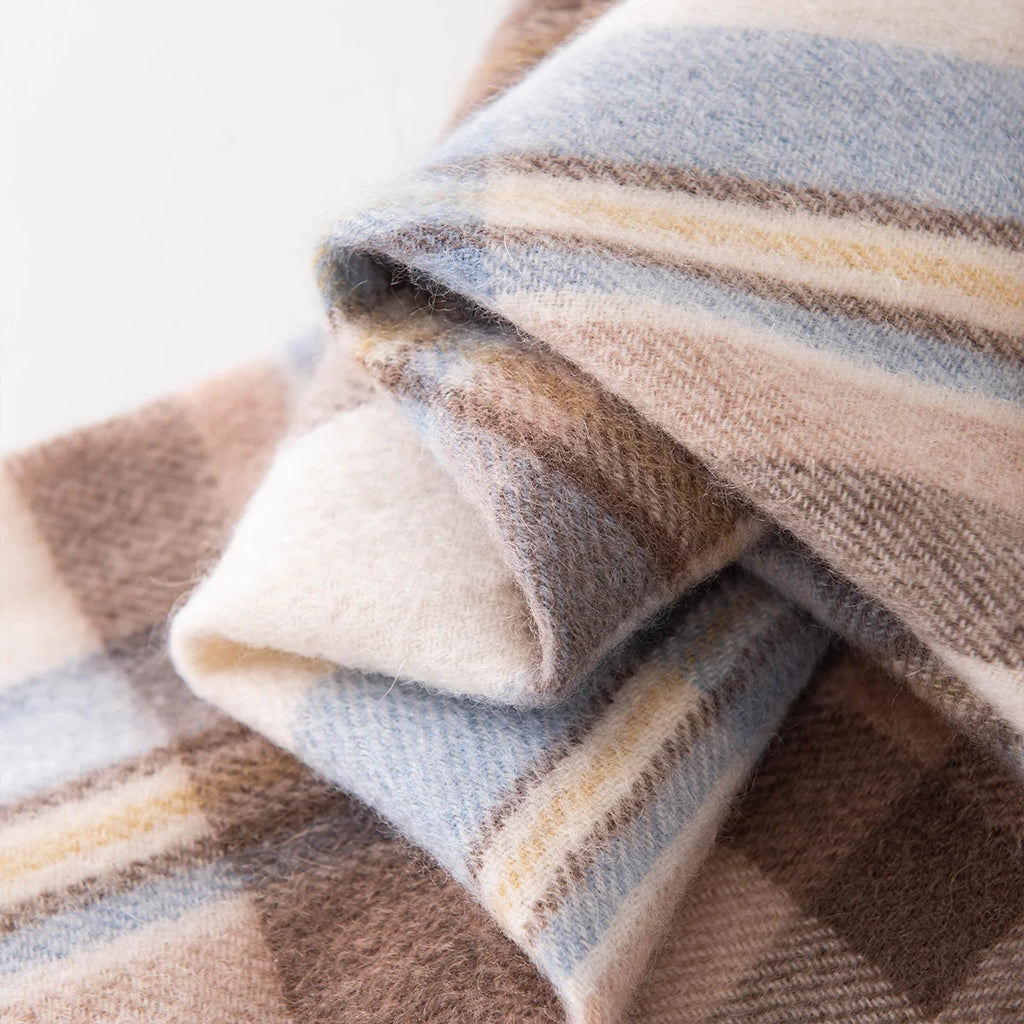 Blue and Brown Plaid Cashmere Scarf