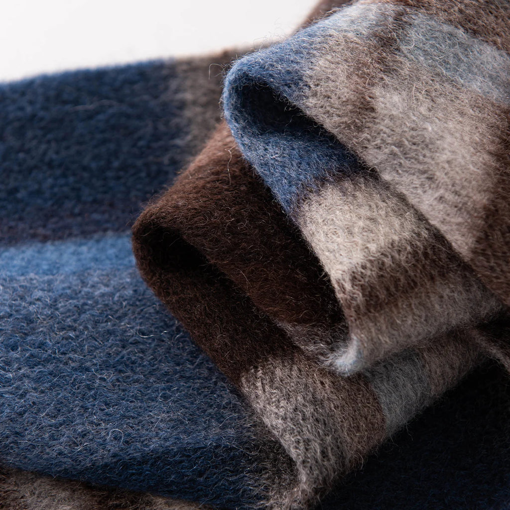 Blue Brown Plaid Cashmere Scarf