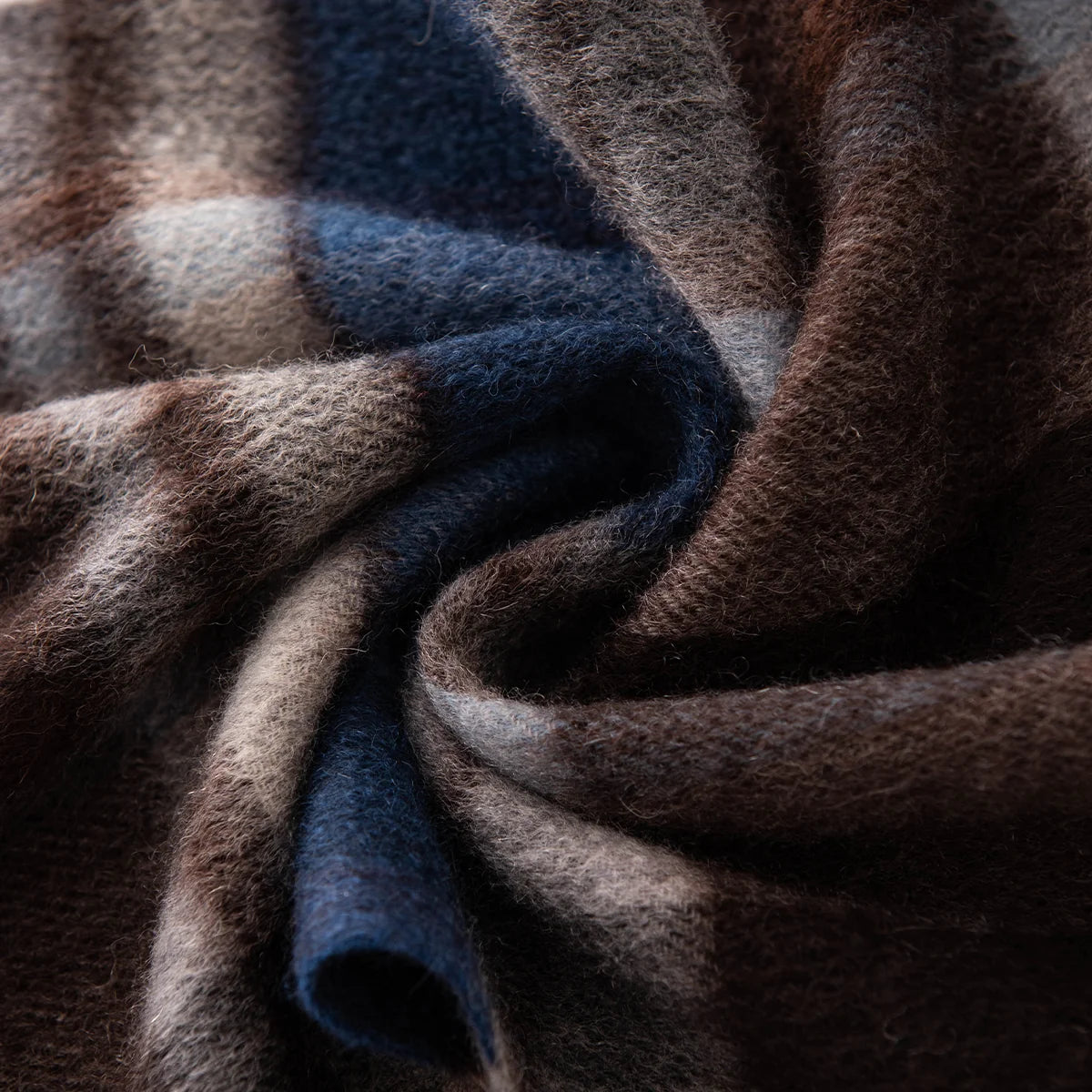 Blue Brown Plaid Cashmere Scarf