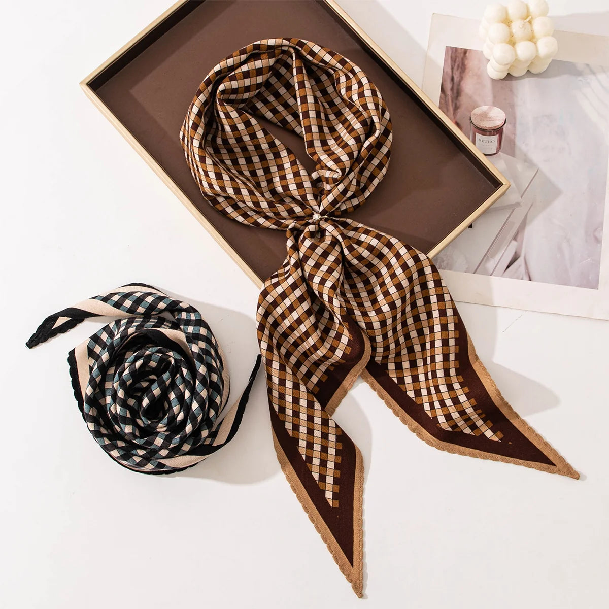 Gingham Diamond Wool Scarf