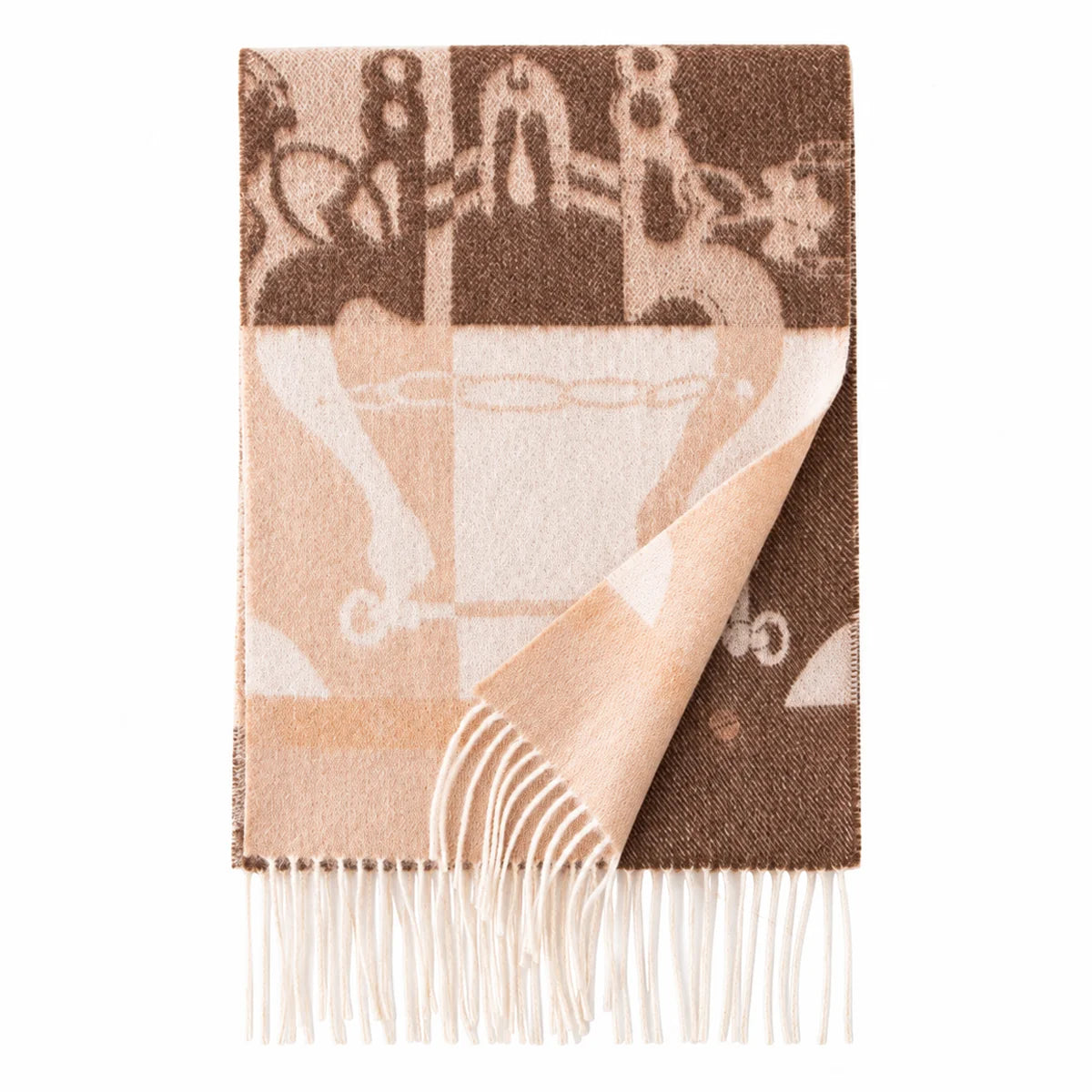 Equestrian Motif Cashmere Scarf