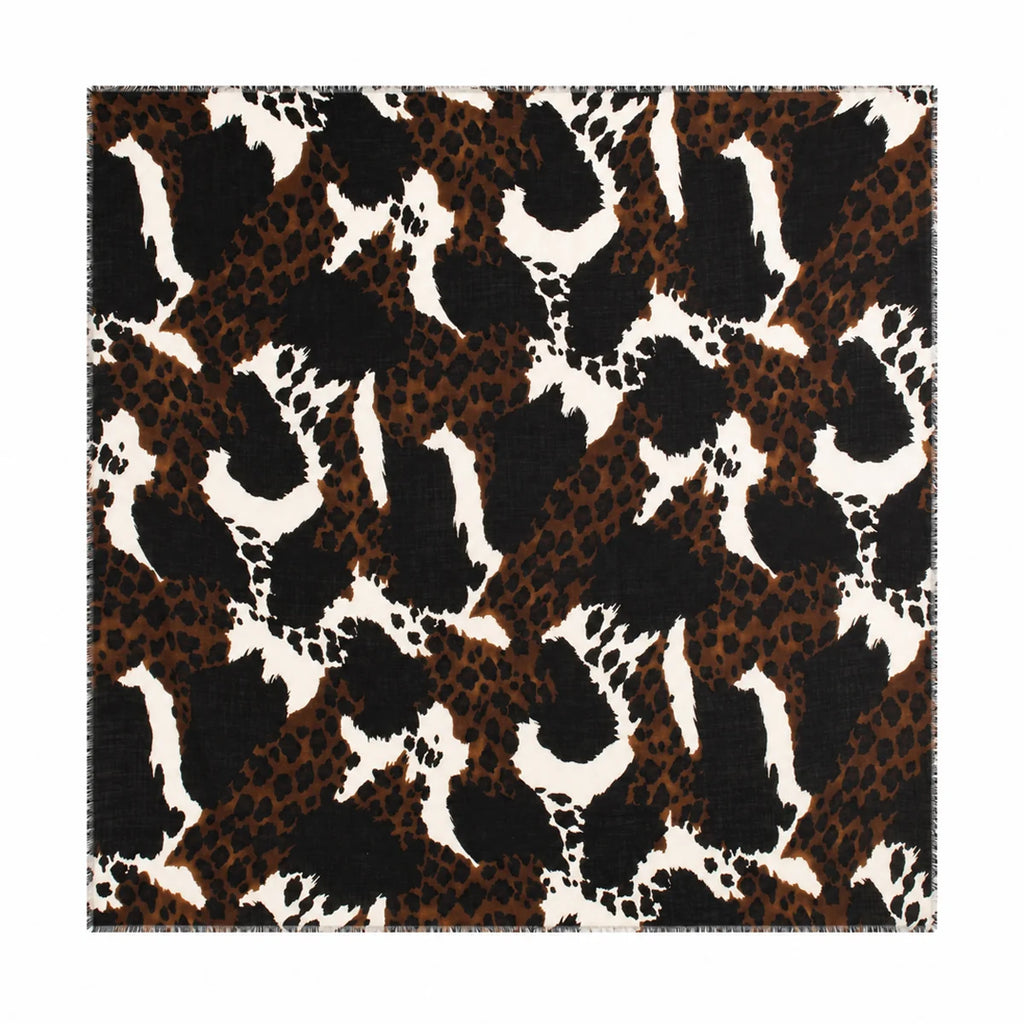 Leopard Print Square Cashmere Shawl