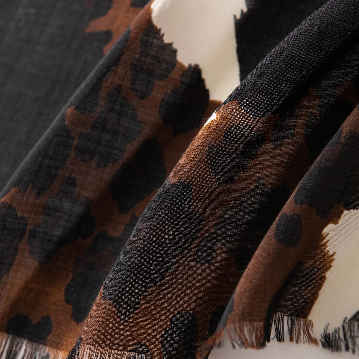 Leopard Print Square Cashmere Shawl