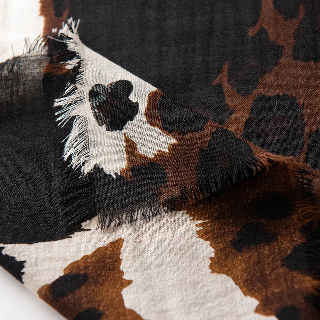Leopard Print Square Cashmere Shawl