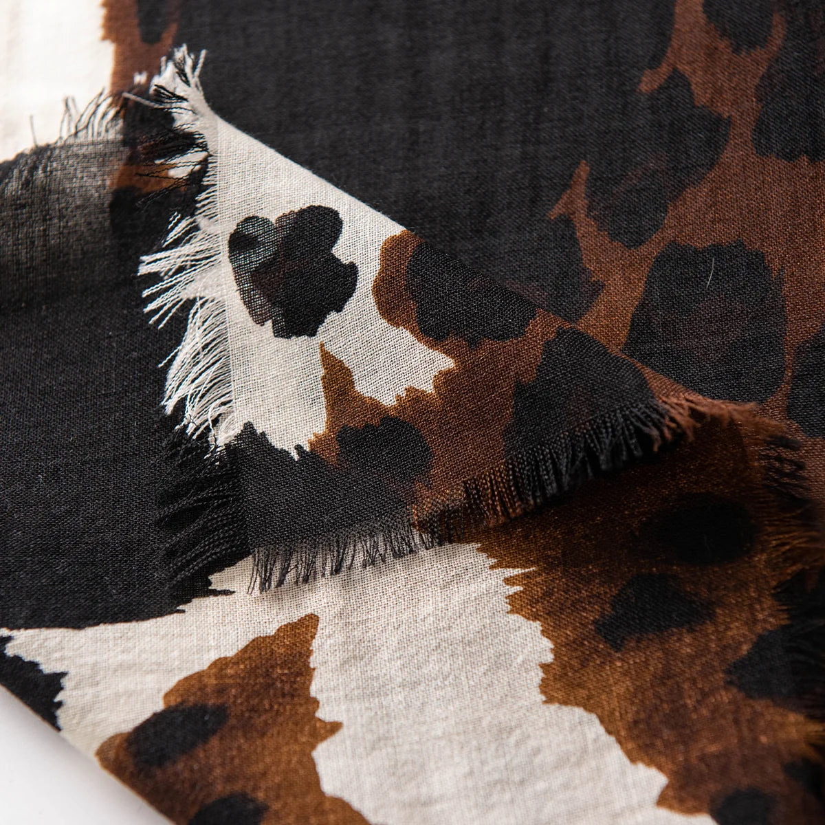 Leopard Print Square Cashmere Shawl