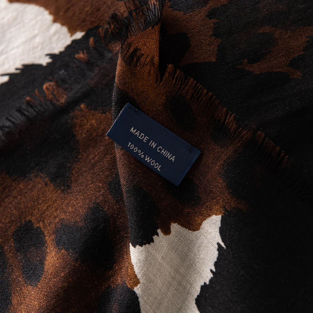 Leopard Print Square Cashmere Shawl