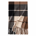 Brown Charcoal Check Cashmere Scarf