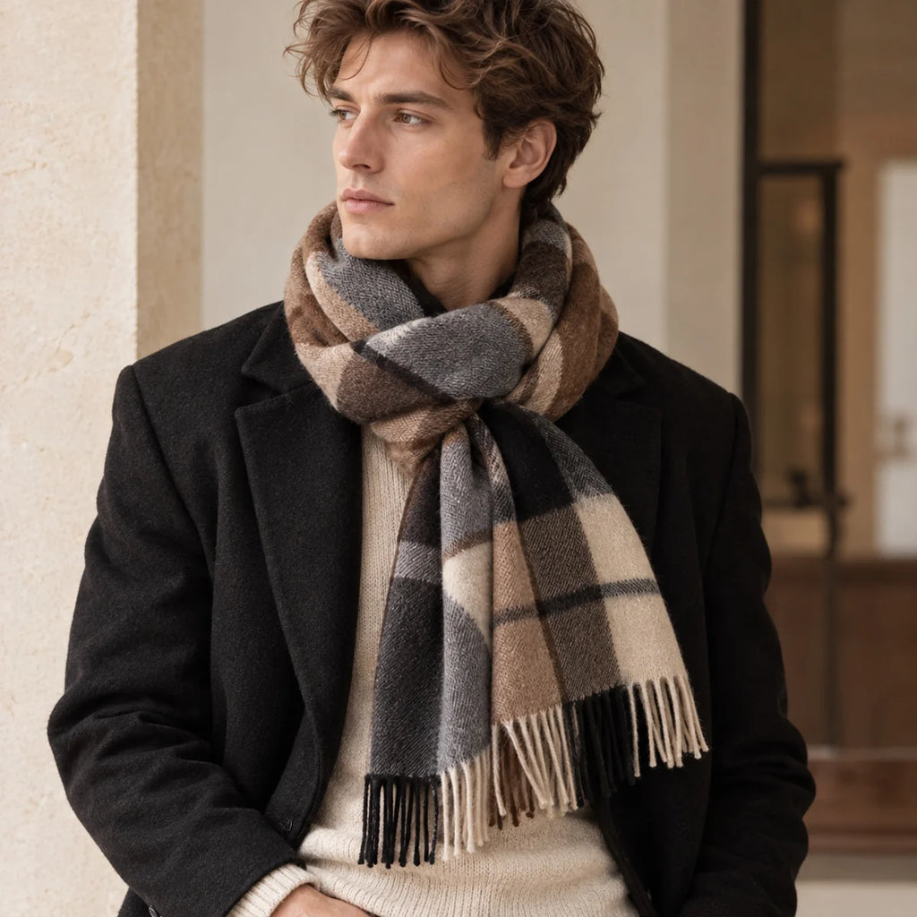 Maillard Plaid Cashmere Scarf