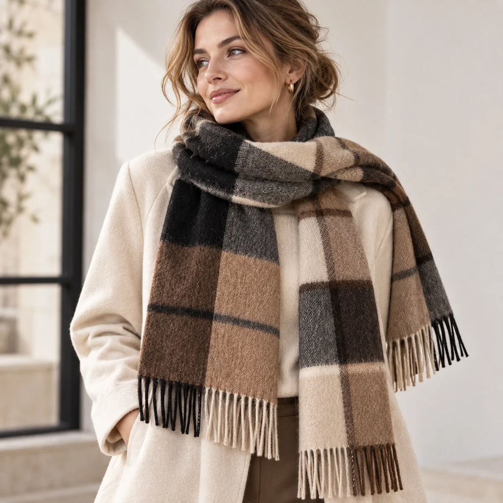 Maillard Plaid Cashmere Scarf