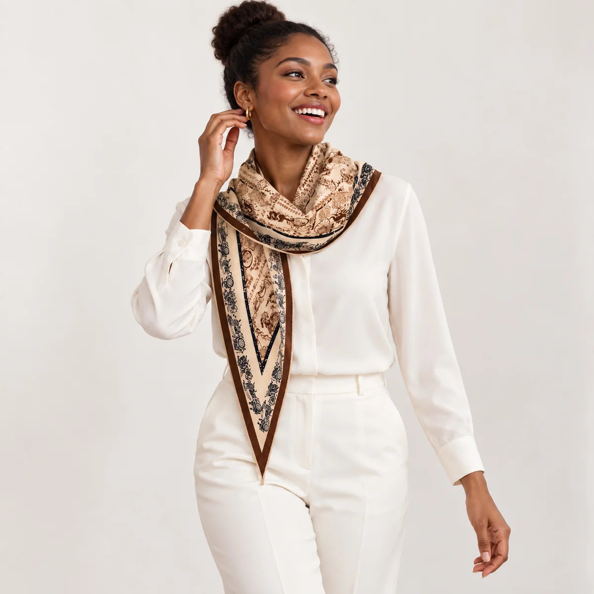 Carriage Print Wool Scarf