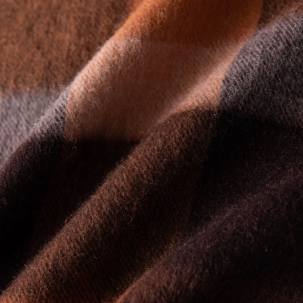 Brushed Block Check Wool Scarf