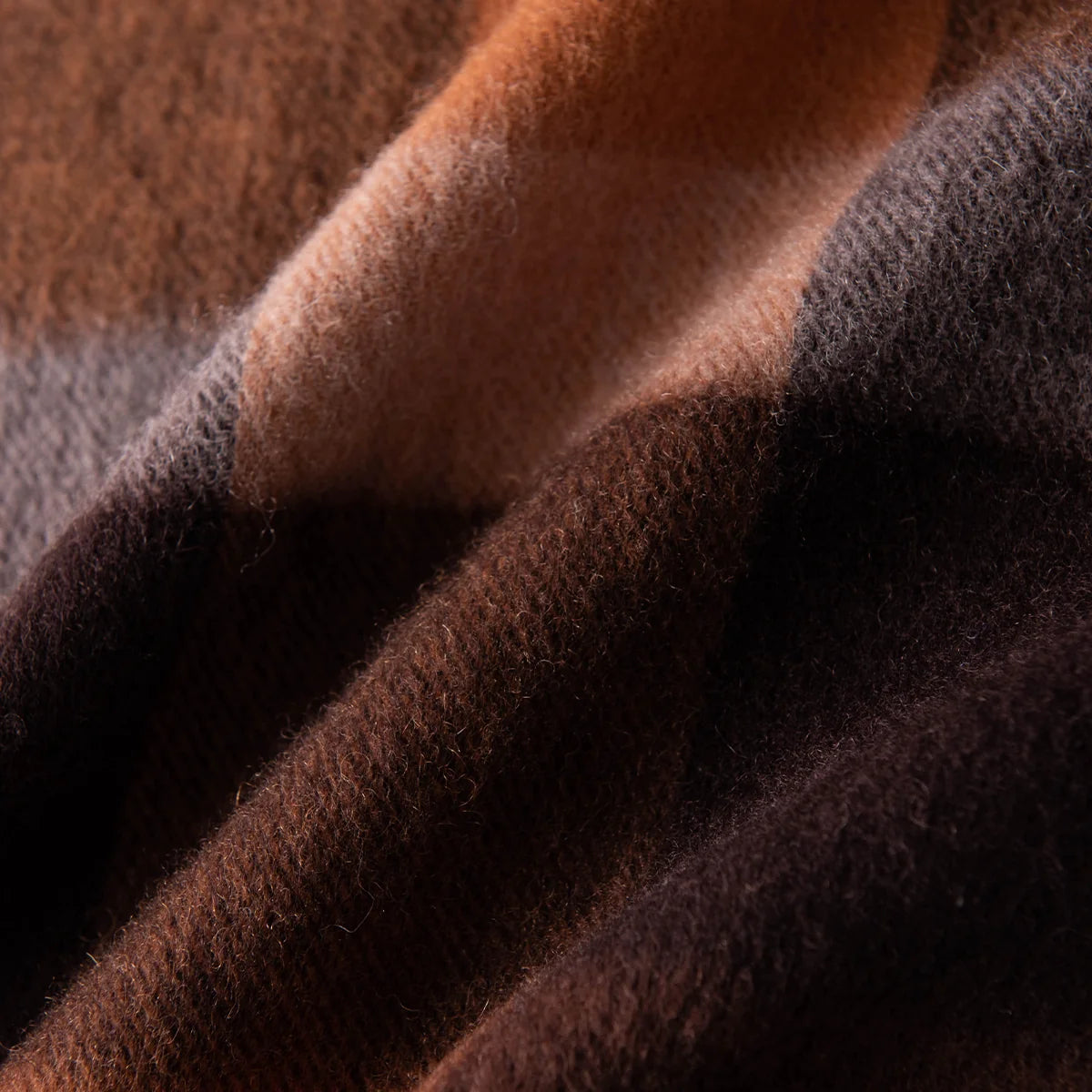 Brushed Block Check Wool Scarf