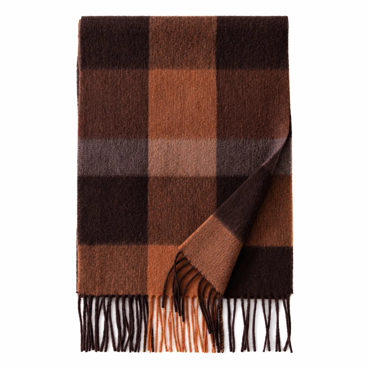 Brushed Block Check Wool Scarf