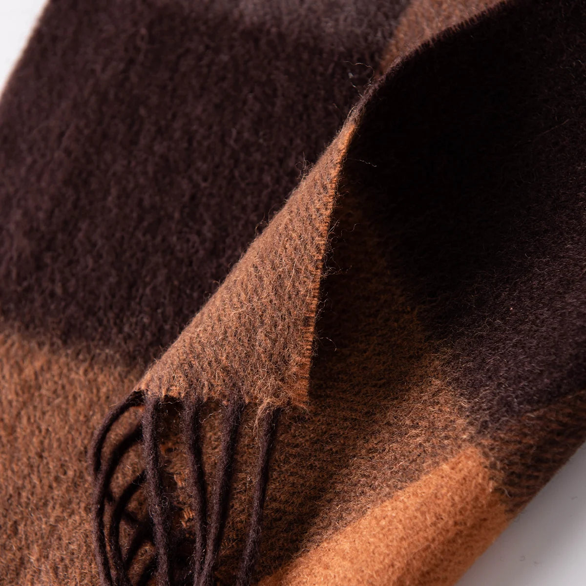 Brushed Block Check Wool Scarf