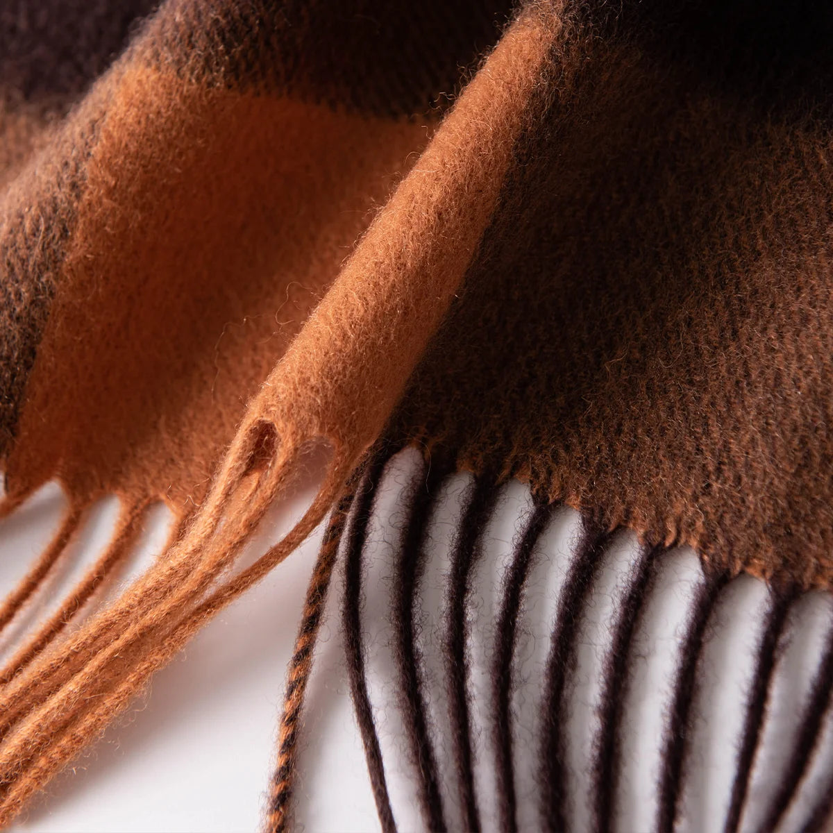 Brushed Block Check Wool Scarf