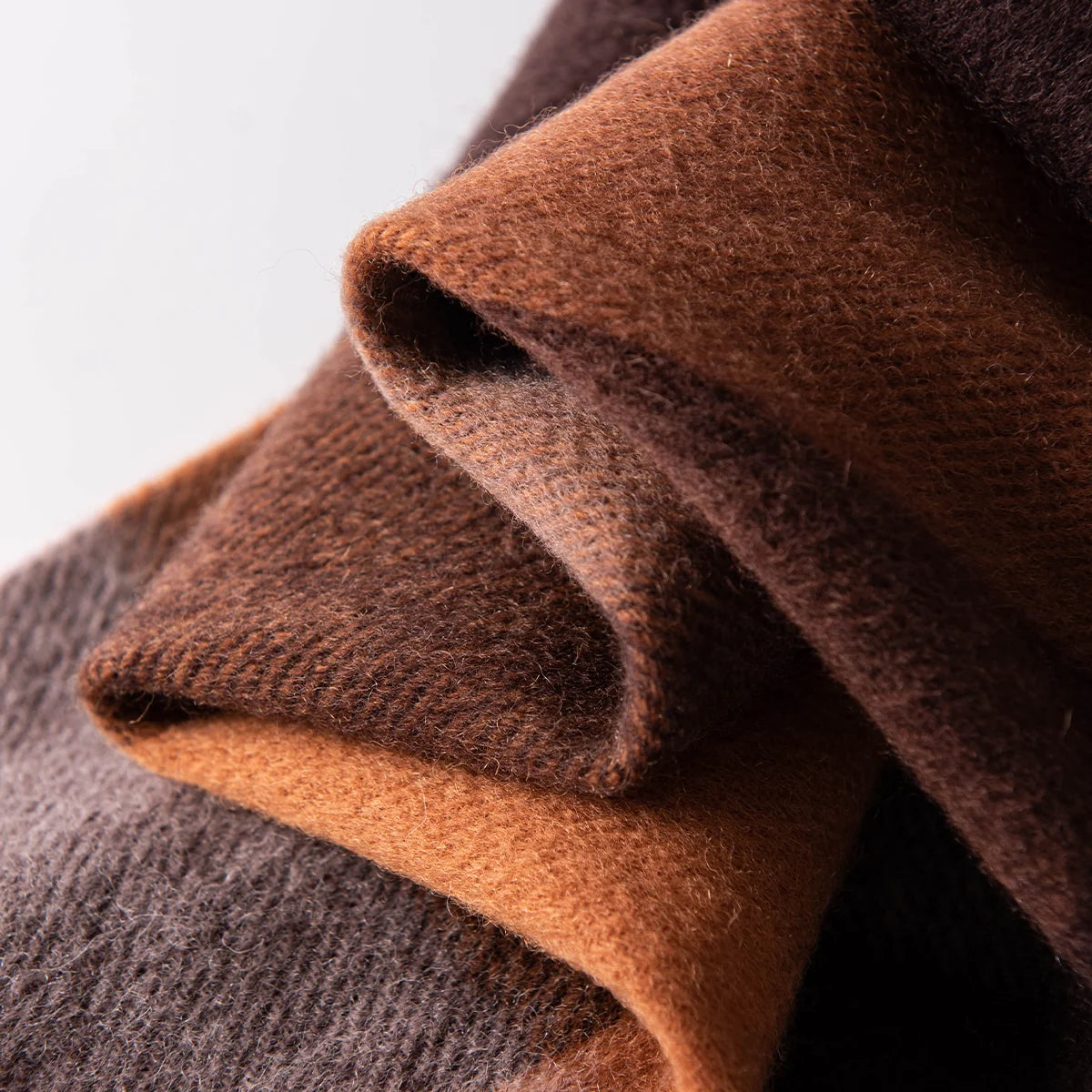 Brushed Block Check Wool Scarf