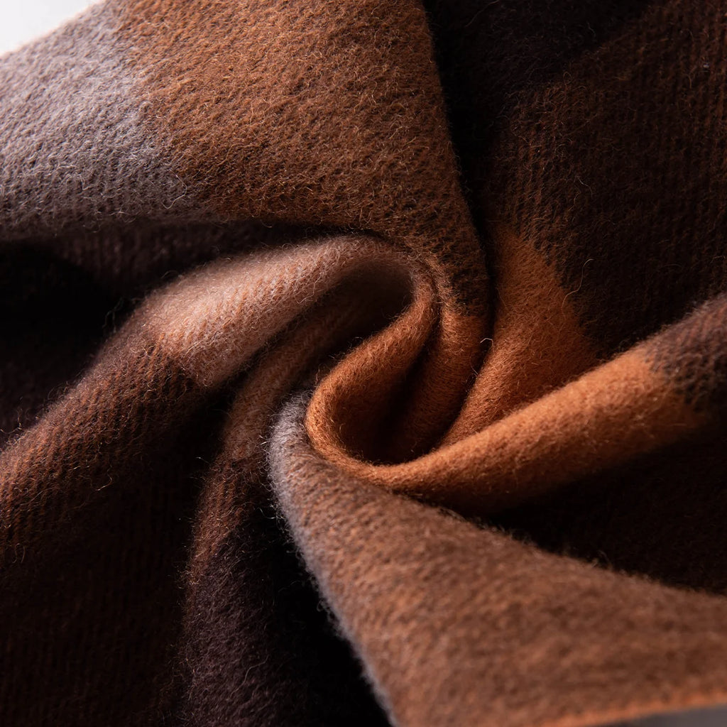 Brushed Block Check Wool Scarf