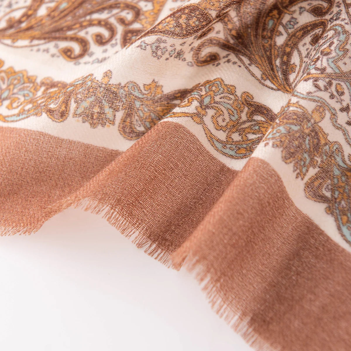 Paisley Border Cashmere Square Scarf
