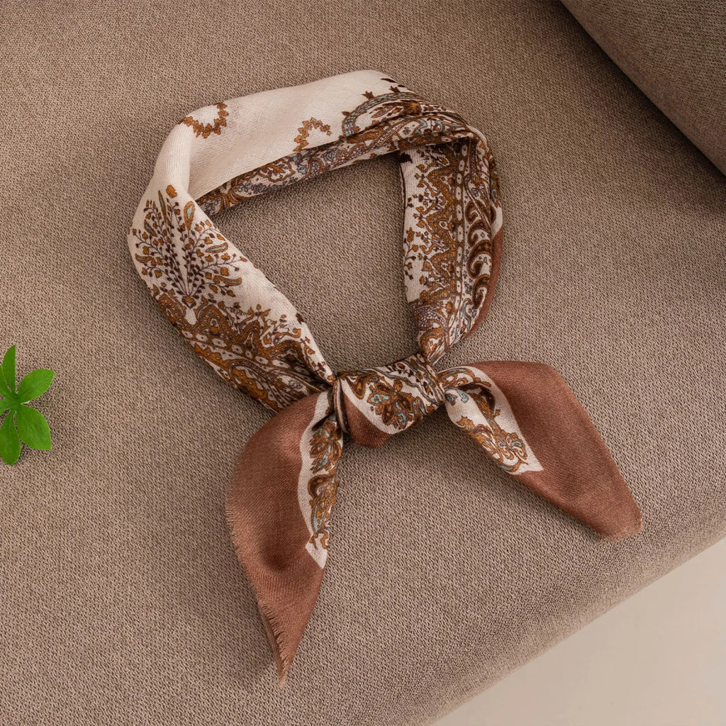 Paisley Border Cashmere Square Scarf