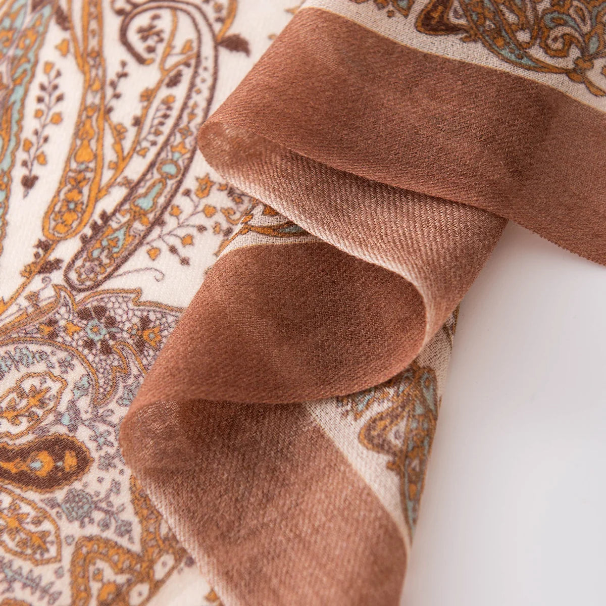 Paisley Border Cashmere Square Scarf