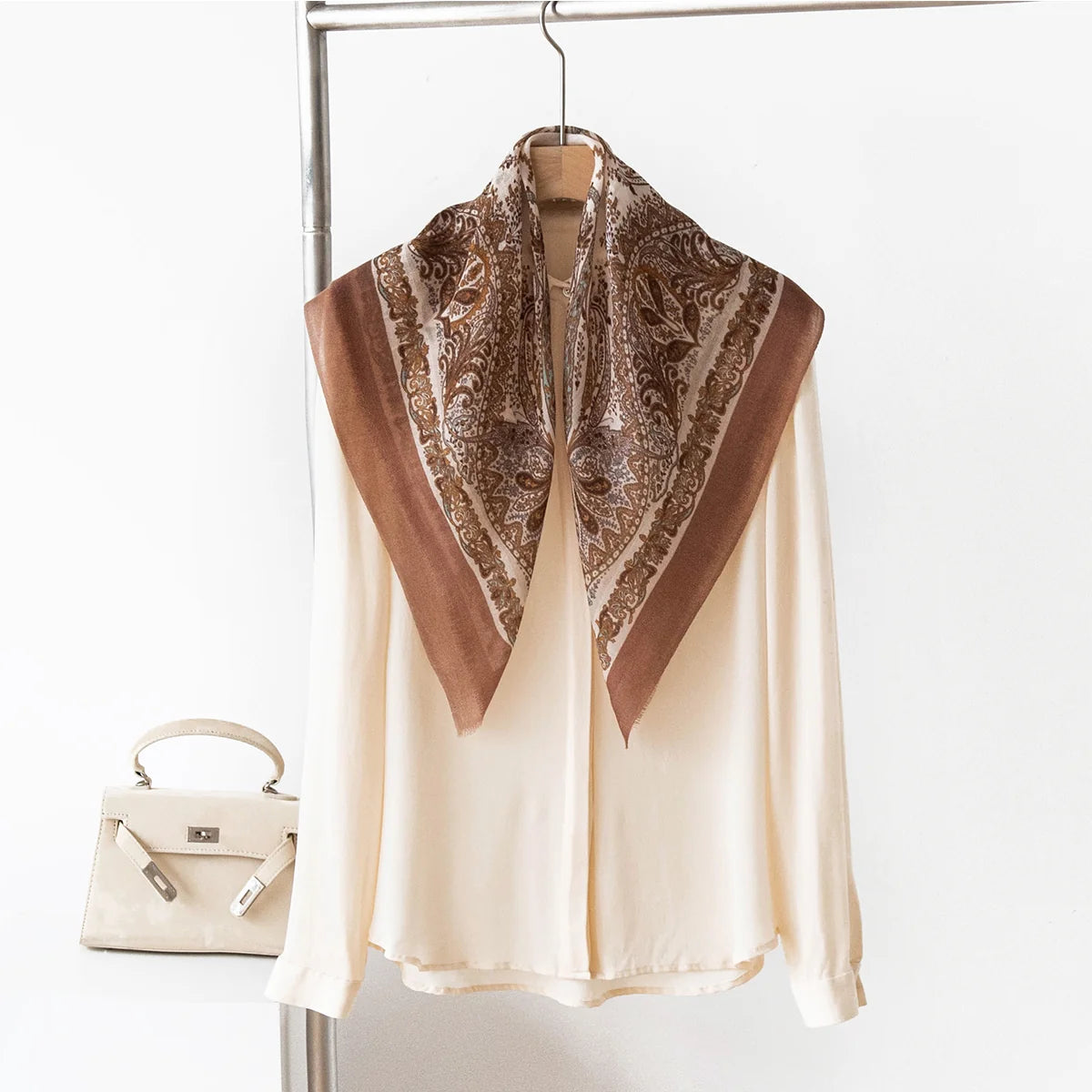 Paisley Border Cashmere Square Scarf