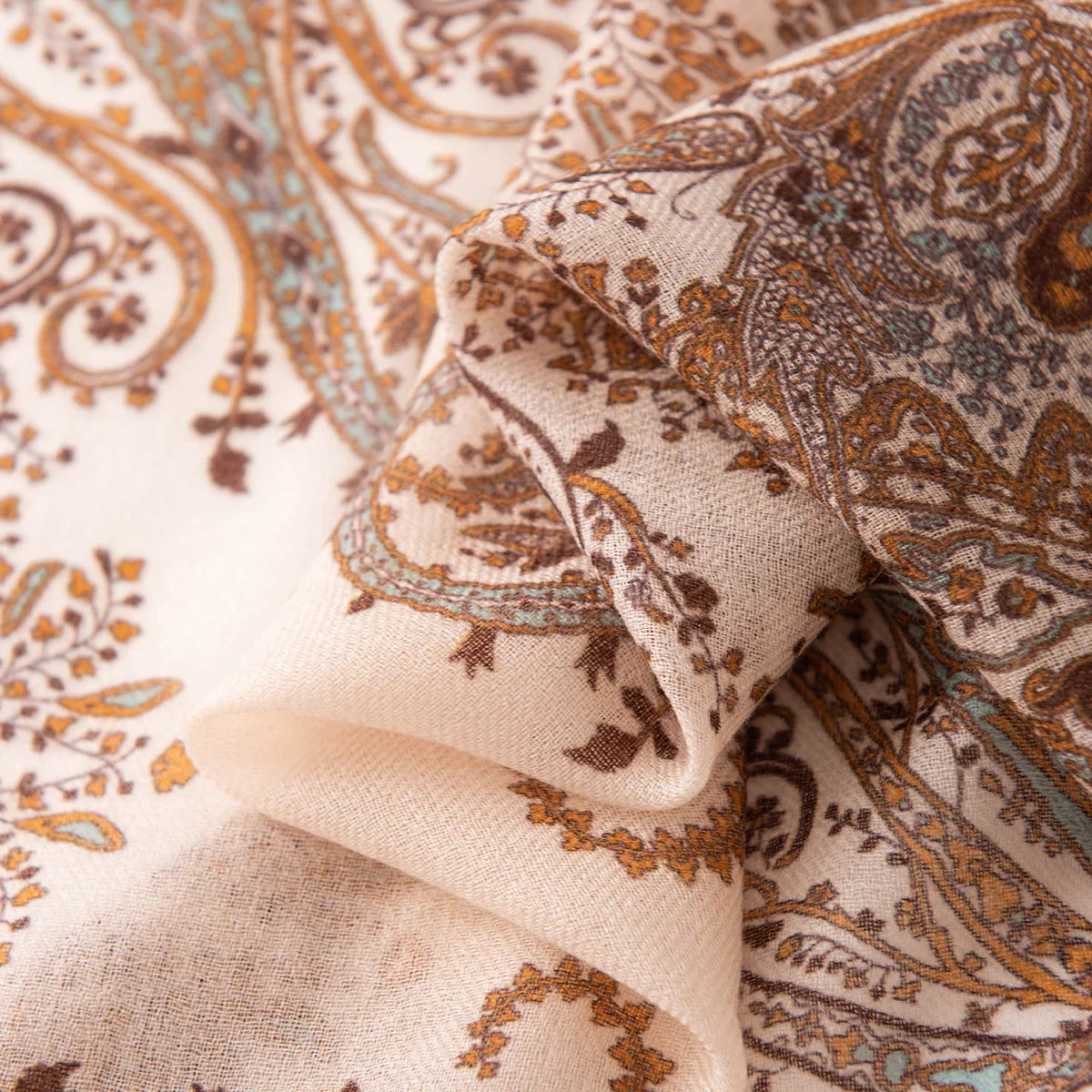 Paisley Border Cashmere Square Scarf