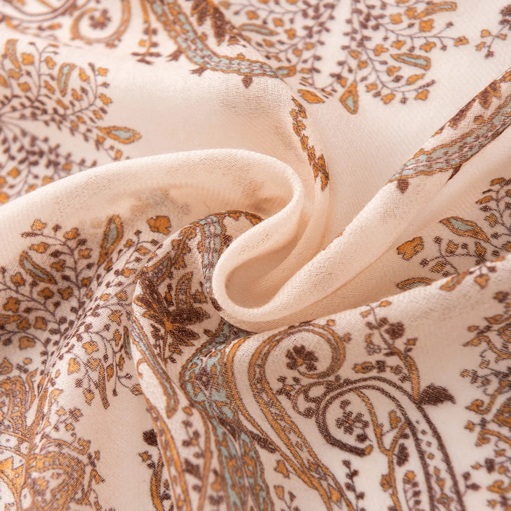 Paisley Border Cashmere Square Scarf