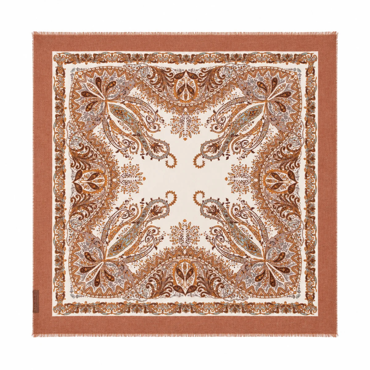 Paisley Border Cashmere Square Scarf