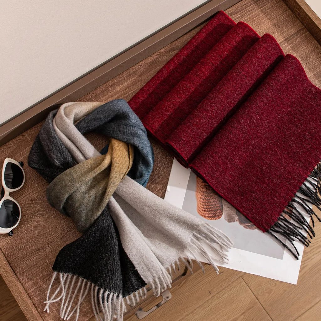 Ombre Fringe Wool Scarf