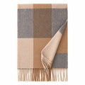 Camel Gray Check Cashmere Scarf