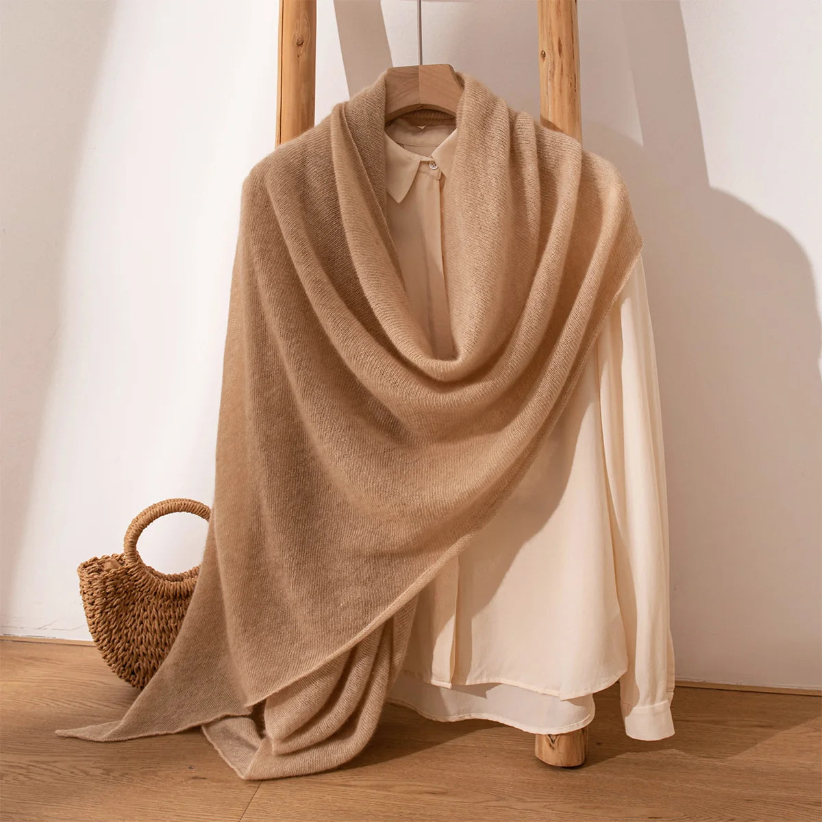 Fine Knit Oversized Cashmere Scarf