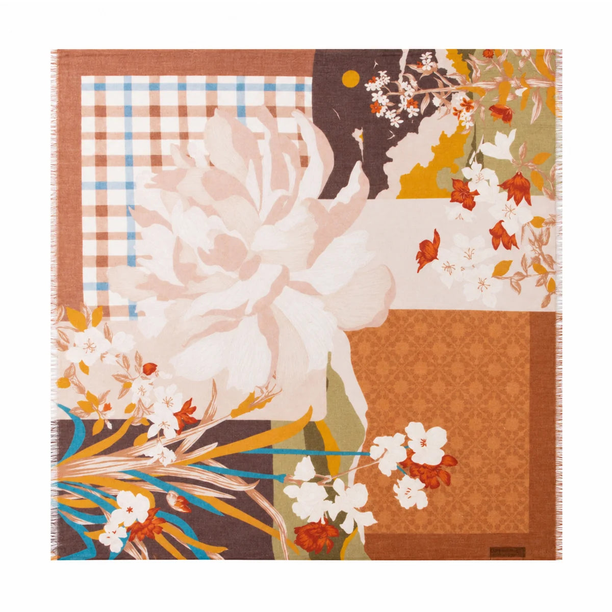 Floral Patchwork Cashmere Square Scarf