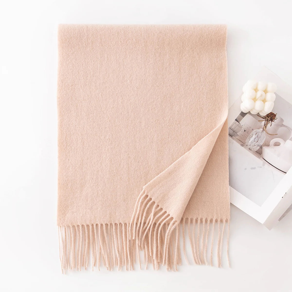 Soft Brushed Fringe Wool Scarf