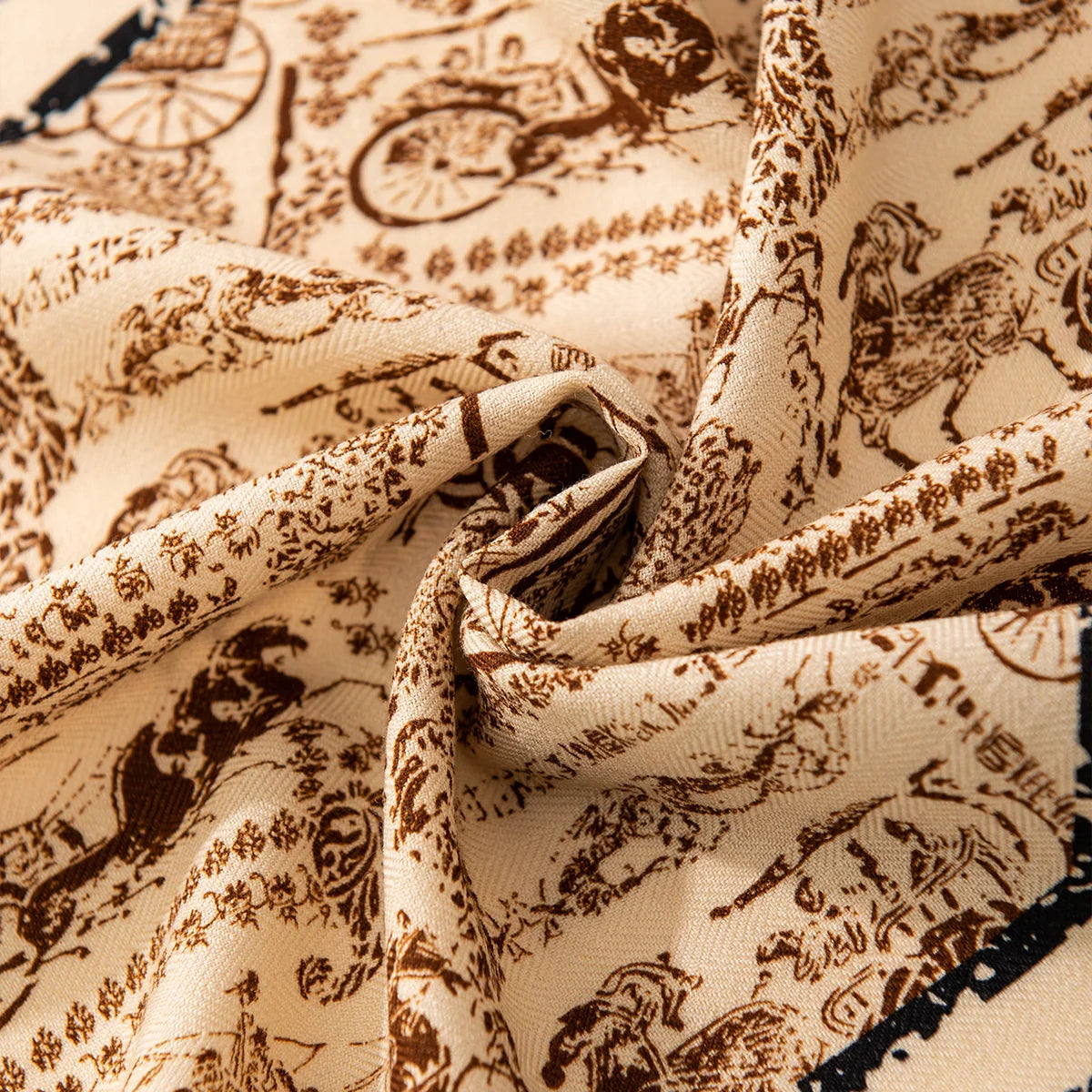 Carriage Print Wool Scarf
