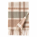 Sage Brown Plaid Wool Scarf