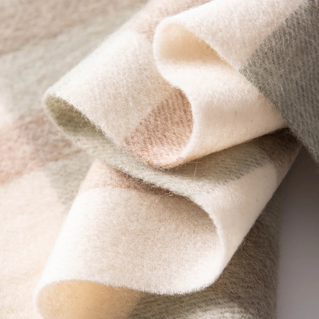 Sage Brown Plaid Wool Scarf