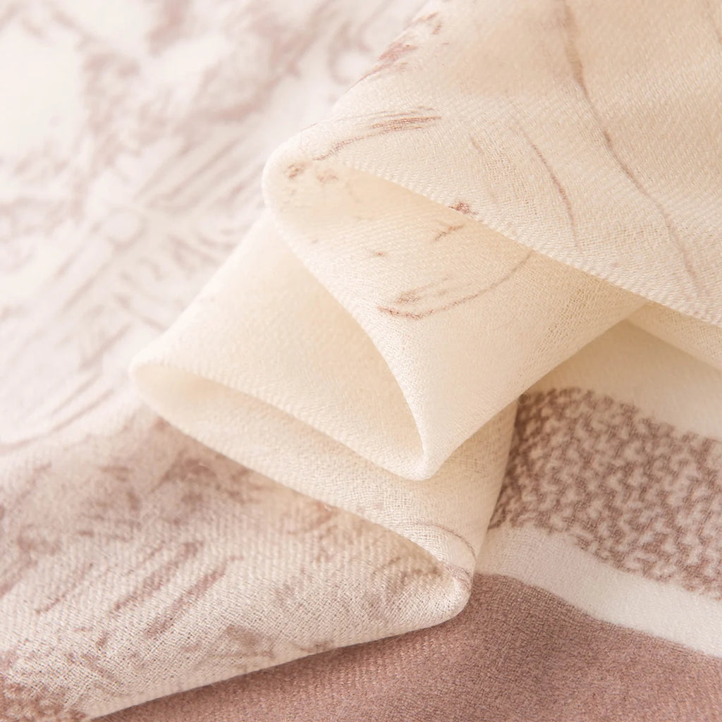 Scenic Sketch Print Cashmere Scarf
