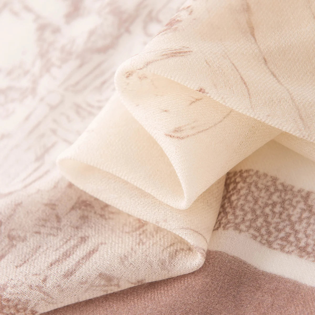 Scenic Sketch Print Cashmere Scarf