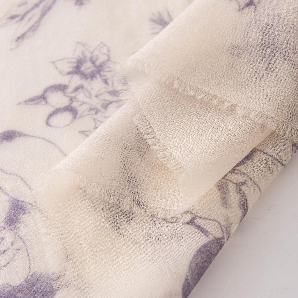 Botanical Print Cashmere Square Scarf