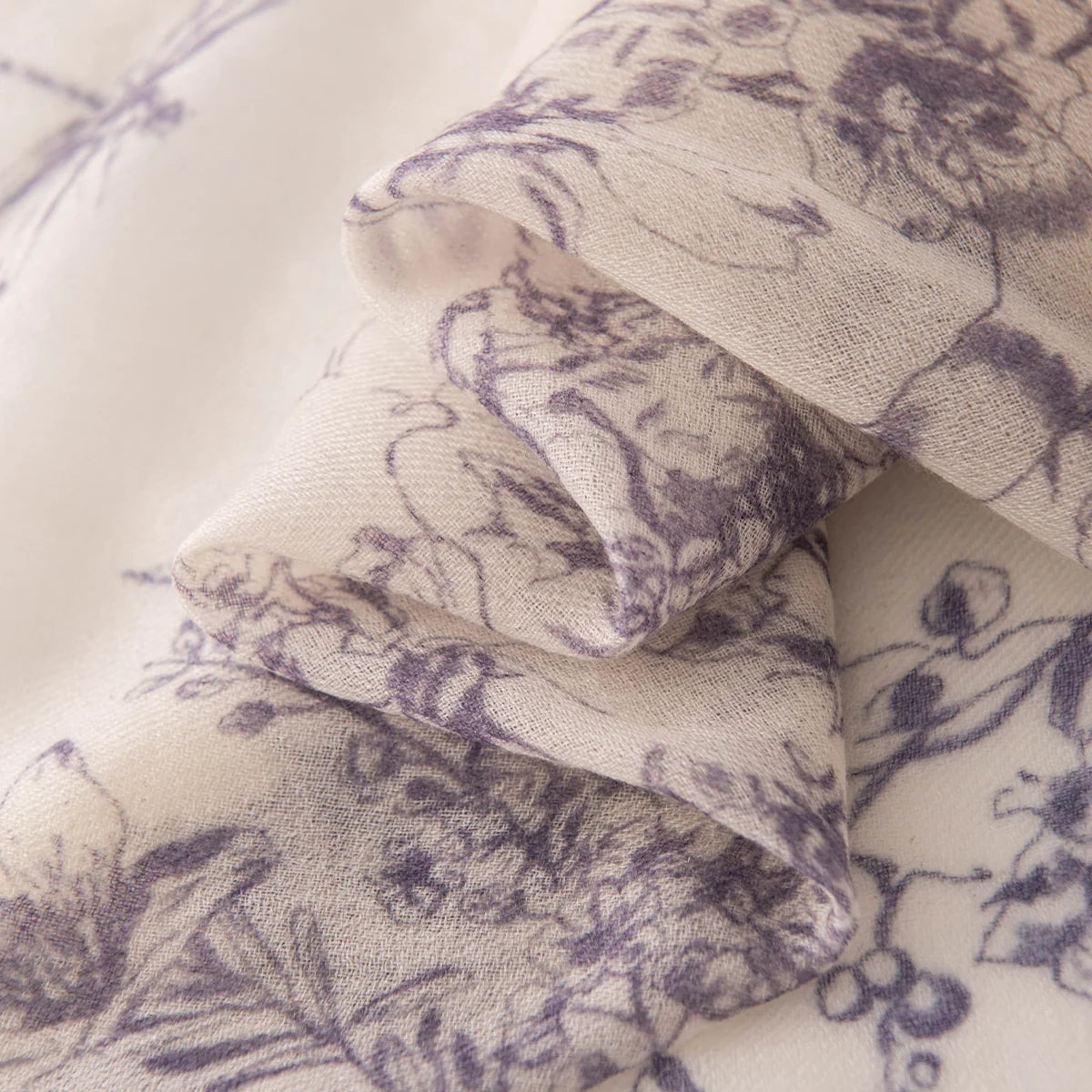 Botanical Print Cashmere Square Scarf